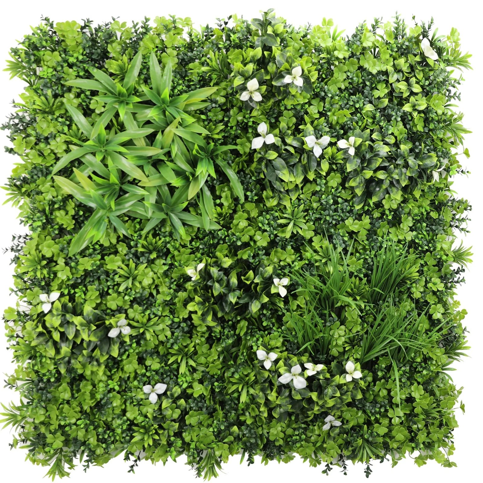 Group 1 Fire Certified - Luxury White Lily Vertical Garden / Green Wall UV Resistant 1m x 1m