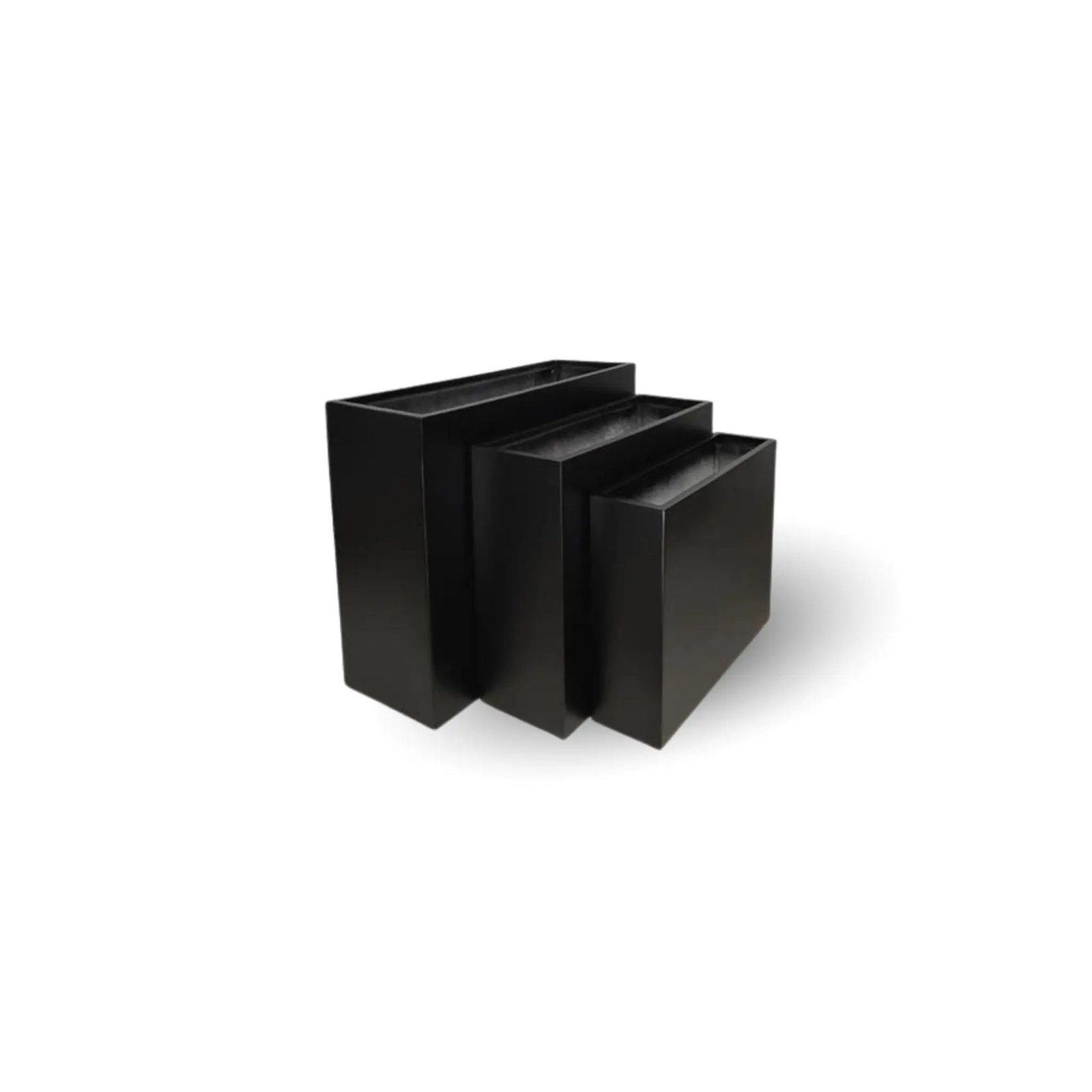Tal Luxury Rectangular Trough Planter Set of 3 | Matt Black & White | Premium Pot Range