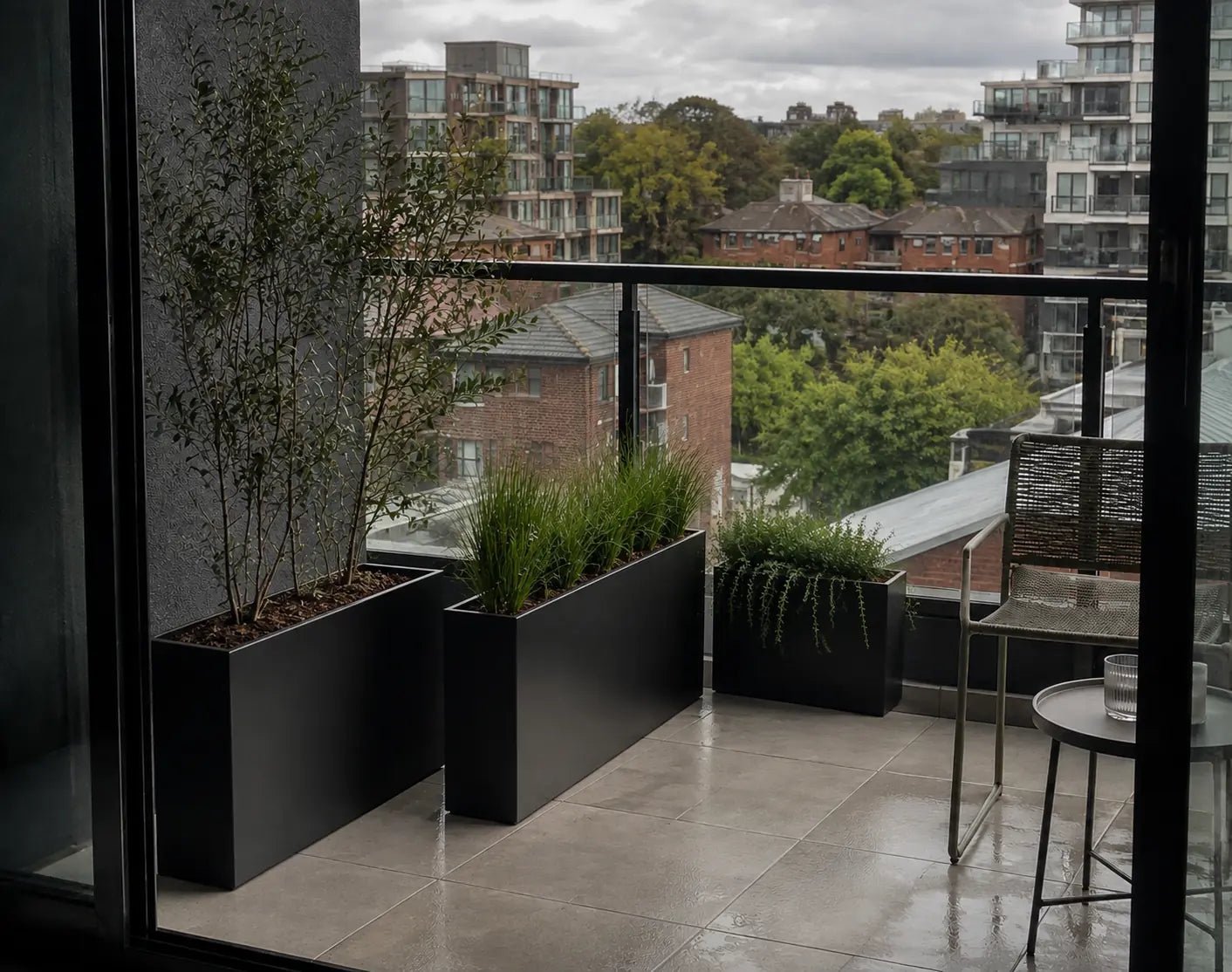 Tal Luxury Rectangular Trough Planter Set of 3 | Matt Black & White | Premium Pot Range - Image 2