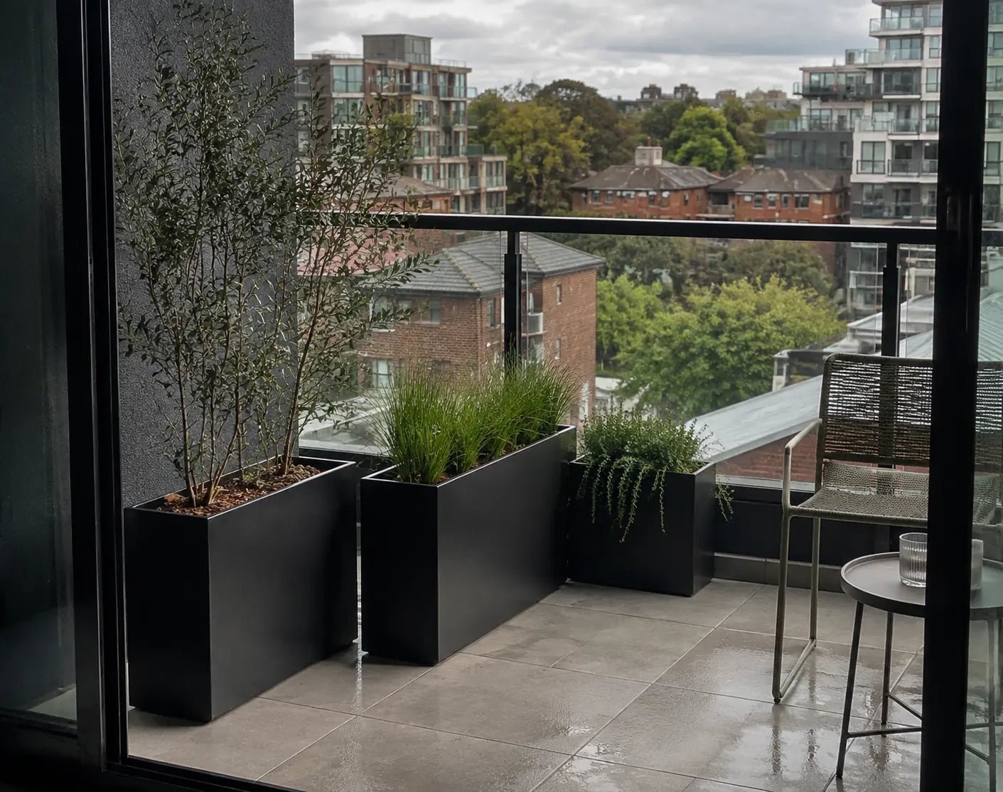 Tal Luxury Rectangular Trough Planter Set of 3 | Matt Black & White | Premium Pot Range - Image 3